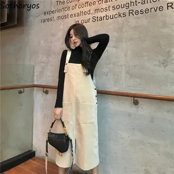 Rochie Femei 2020 pantaloni de Catifea cord fără Mâneci Simplu All-meci coreea Drăguț Rochii Femei Dulce Moale de Înaltă Calitate, la Modă Minunat