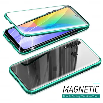 360 de Protecție Magnetică Caz Pentru Huawei Y6p 2020 Caz Shell pe huawey y6p MED-LX9, MED-LX9N față-verso, Capac Sticla