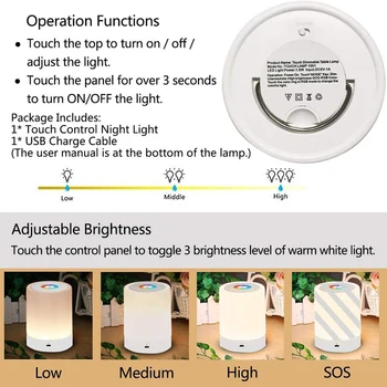 Rechargeble Led Touch Lumina De Noapte Inovatoare Mica Veioza Noptiera Masa Nursing Lampă 7 Culori De Lumina Reglabil Lampa De Noapte