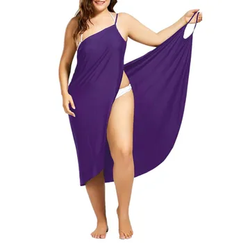 Femei Plus Dimensiune Culoare Solidă Sexy Beach Dress Cover Folie De Bikini Costum De Baie Femme Halat Plage Alb Și Negru Sleepwear Homesuit#