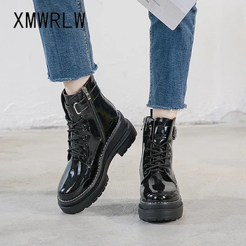 XMWRLW Femei Cizme Glezna 2020 Toamna Iarna din Piele PU de Moda Tocuri inalte Cizme Pentru Femei Încălțăminte de Iarnă, Doamnelor Glezna Cizme Pantofi