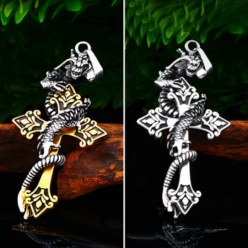 Oțel soldat picătură de transport maritim cruce dragon colier pandantiv inox 3D bărbați bijuterii