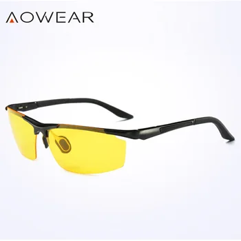 AOWEAR Brand de Noapte Viziune Ochelari pentru Conducere Galben Bărbați ochelari de Soare Polarizat UV400 Înaltă Calitate Noapte Driver Ochelari pentru condus