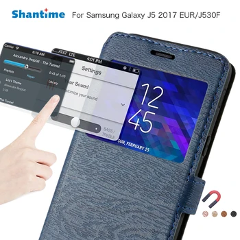 Pentru Samsung Galaxy J5 2017 Flip Book Case Pentru Samsung Galaxy J7 2017 Galaxy J3 2017 Fereastra De Vizualizare Cartea Caz Silicon Capac Spate