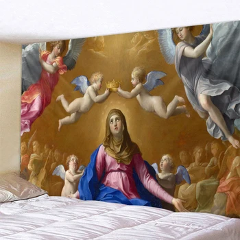 Biserica creștină murală Înger decor acasă psihedelice scena tapiserie Boem foi decorative canapea pătură Hippie yoga mat