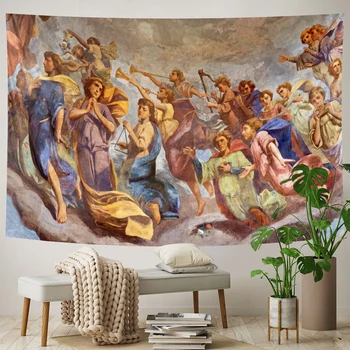 Biserica creștină murală Înger decor acasă psihedelice scena tapiserie Boem foi decorative canapea pătură Hippie yoga mat