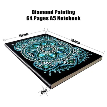 HeeBenor 64Pages Diamant Pictura Notebook DIY Mandala Speciale Diamant în Formă de Cruce Broderie Cusatura A6 Notebook Jurnal de Carte