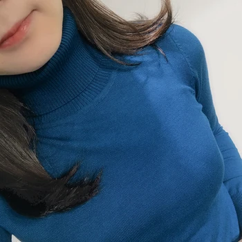 2019 Iarna Guler Tricotaje, Pulover Tricot de Bază Pulover de Culoare Solidă OL Doamna Tricotate Bluze Casual pentru Femei Pulovere XZ580