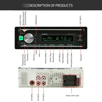 VCACA Masina Jucător de Radio Bluetooth Fm Înregistrarea/Copierea AUX USB TF radio Stereo Timp de Afișare Auto Mp3 Player MultiMedia 508BT
