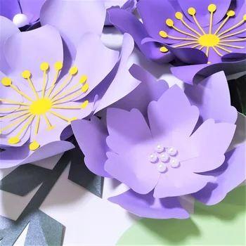 Handmade Rose Purpuriu DIY Hârtie Flori Frunze Verzi Stabilite Pentru Pepinieră de Perete Deco Băieți Camera Copilului Duș Fondul Tutoriale Video