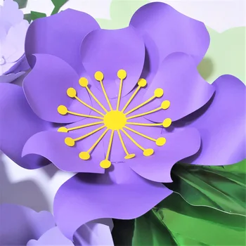 Handmade Rose Purpuriu DIY Hârtie Flori Frunze Verzi Stabilite Pentru Pepinieră de Perete Deco Băieți Camera Copilului Duș Fondul Tutoriale Video