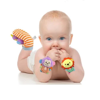2 buc/pereche Animale Copii Sosete Copii Zuruitoare Jucării Pat Clopote Pentru Nou-născut Brinquedos Face Bebe KF052