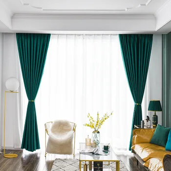 Moderne, de culoare Verde Închis Stil de Perdele pentru Dormitor de Inalta precizie Solid de Culoare de Mare Umbra de Bucătărie Perdele pentru Camera de zi WP092Y
