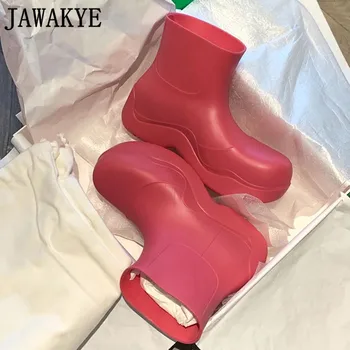 2021 Iarna noua platforma de sosire rainboots femei Rotund deget de la picior cu talpă designer de cauciuc Chelsea cizme Pista Pantofi roz pentru femei