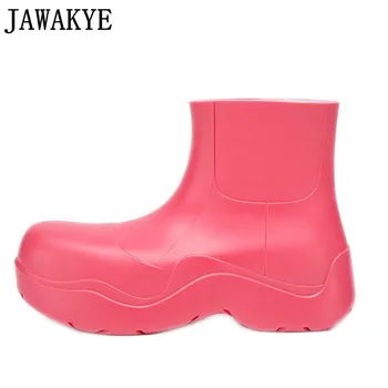 2021 Iarna noua platforma de sosire rainboots femei Rotund deget de la picior cu talpă designer de cauciuc Chelsea cizme Pista Pantofi roz pentru femei