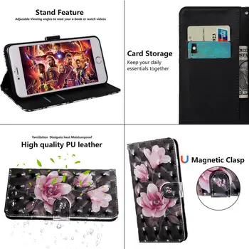 3D Piele Pictata Cazuri de Telefon Pentru iphone 12 11 Pro SE 2020 X 7 8 6 6S Plus XS Max XR Caz Flip Cover Portofel cu Suport Card