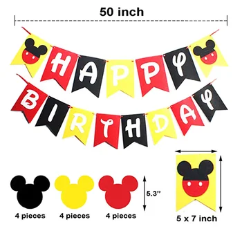 Mickey Tema 1 Decoratiuni Ziua de nastere Consumabile Băieți Fete Prima Petrecere cu Baloane Banner Tort Fân Copil Favoare