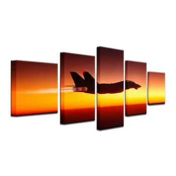 Aer Aeronave Apus de soare Peisaj HD Imprimare Poster 5 Piesă de Pictură Pe Pânză Pentru Acasă Decorare Camera Arta de Perete Imagine Abstracta