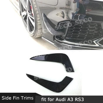 Fibra de Carbon Bara Fata de Aerisire Laterale Canards Ornamente Pentru Audi A3 RS3 Sedan Aripioare de Rechin Stil Bara Autocolante Decorare 2 buc