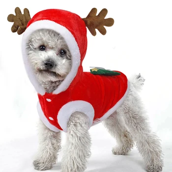 De crăciun, Haine de Câine Câini de talie Mică Costumul de Mos craciun pentru Pug Chihuahua, Yorkshire, Pisica de Companie de Îmbrăcăminte Haina Jacheta Animale de companie haine de câine de companie
