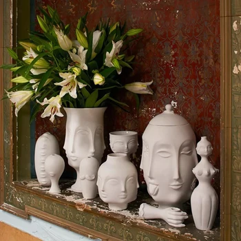 Nordic Abstract Fațete Fata Ceramica Vaza Vaze De Flori Decor Acasă Planta Ghiveci De Flori De Moda Sexy Buze Vaza De Flori Pentru Acasă Nunta