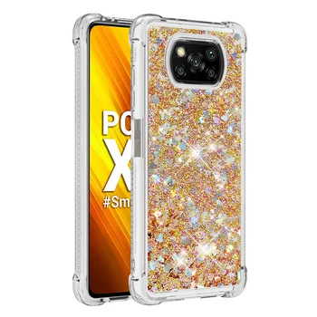 Drăguț nisipuri Mișcătoare Sclipici Lichid Caz Pentru Xiaomi Poco X3 NFC Caz Transparent Moale TPU Capacul Barei de protecție PocoX3 Coque