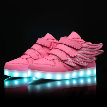 Roz Rosu Copiii Aprinde Pantofi cu aripa de Copii Condus de Pantofi pentru Băieți și Fete Stralucitoare Luminos Adidași de Încărcare USB Băiat Pantofi de Moda