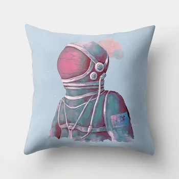 Spațiul cosmic Stil Poliester Pernă Caz Nava Astronaut Imprimare față de Pernă Decorative pentru Canapea extensibilă Acasă Living