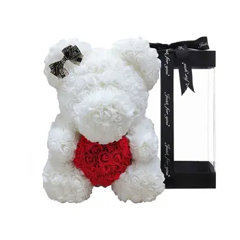 25CM Crescut de Urs din Flori Artificiale Flori de Ziua Îndrăgostiților Cadouri Deosebite cadouri pentru iubitul tau de familie sau prieteni rezistent la apa