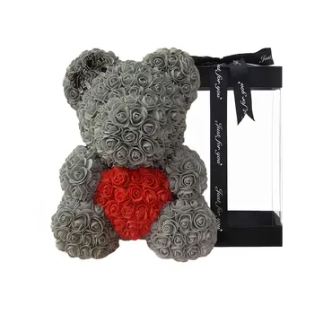 25CM Crescut de Urs din Flori Artificiale Flori de Ziua Îndrăgostiților Cadouri Deosebite cadouri pentru iubitul tau de familie sau prieteni rezistent la apa