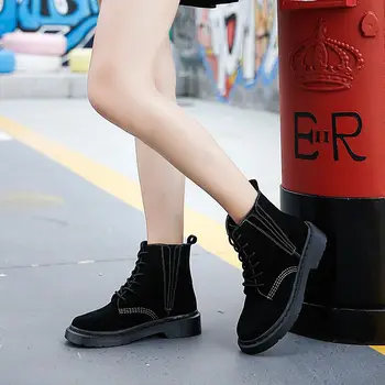 REVT 2020 nou stil de femei din Piele de moda de iarnă Martin cizme piele nubuc banda Elastica fete cizme femei pantofi