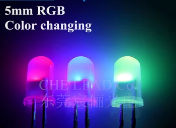 100buc transport gratuit Rotunde de 5mm RGB Culoare schimbare led 3.0-3.5 V Lăptos Difuză baie lampă cu LED-uri(CE&Rosh)