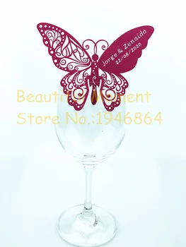 60 buc/lot Fluture cu Laser Tăiat Hârtie Loc de Card / dama de companie Card / Carduri Cup/ Pahar de Vin Card Personalizat Pentru Petrecerea de Nunta Decor