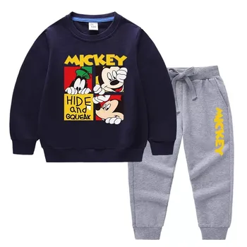Noi Disney Mickey Mouse Baby Boy Set Haine Copii Fete Hanorace Hanorac+Pantaloni 2 buc Tinutele Casual si Sport pentru Copii Costum