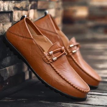 Stil simplu de vacă din piele barbati pantofi casual fund moale apartamente mazăre pantofi confortabil de conducere mocasini Suport Dropshipping