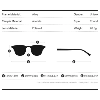 HEPIDEM Acetat Polarizat ochelari de Soare pentru Femei 2020 Noua Moda de Lux de Brand Design Retro Vintage Rotund Ochelari de Soare pentru Barbati 9131