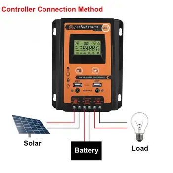 30A/50A/70A 12V 24V Auto Solar Controler de Încărcare PWM Cu ecran LCD Panou cu Celule Solare Regulator PV Acasa