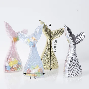 12 Buc Plastic Forma De Sirena Cutie De Bomboane Rotunde Bomboane De Ciocolată Cutii Nunta, Ziua De Nastere Copil De Dus Decor
