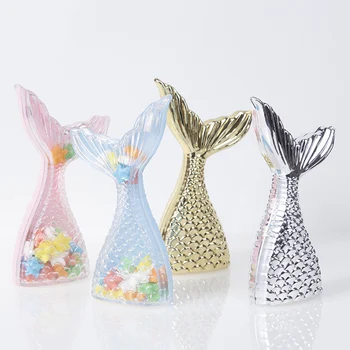 12 Buc Plastic Forma De Sirena Cutie De Bomboane Rotunde Bomboane De Ciocolată Cutii Nunta, Ziua De Nastere Copil De Dus Decor