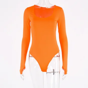 Toamna Iarna Femei Casual Neon Solid Bodycon Corpul Topuri cu Maneci Lungi de Bază Costume Femei O-Gât Slab Salopete Rompers GV188