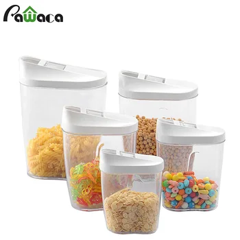 5Pcs Alimentare Cutie de Depozitare Clar Set Container se Toarnă cu Capace de Bucătărie Alimente Sigilate Gustări de Fructe Uscate, Cereale Rezervor de Depozitare Cutie de Cereale