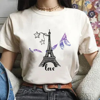 Paris Iubesc Tipărite Tricou Harajuku Tricou Alb Kawaii Grafic Stil Coreean Ulzzang Vogue Maneci Scurte De Vară 2020