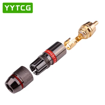 YYTCG 4BUC Audio cu Conectori RCA Conector Placat cu Aur Lotus Capul Suport Video 6mm Cablu RCA de sex Masculin Adaptor Hifi Cabluri