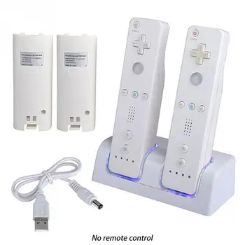 Controler de la distanță Dublă de Încărcare Stație de Andocare + 2x 2800mAh Baterie Pack pentru Nintendo Wii gamepad incarcator cu LED-uri de lumină #25