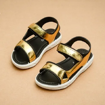 CUZULLAA Copii Stil de Vară Strălucitoare de Aur, Argint Sandale de Plaja Pentru Baieti Fete Cârlig & Bucla de Sandale Pantofi de Vara Dimensiunea 26-35
