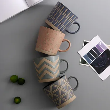 350ml Nordic Retro Ceramice Ceașcă de Ceai Birou Ceașcă de Cafea Cuplu Acasă Ceașcă de Ceai Creative Gresie Ceașcă de Cafea