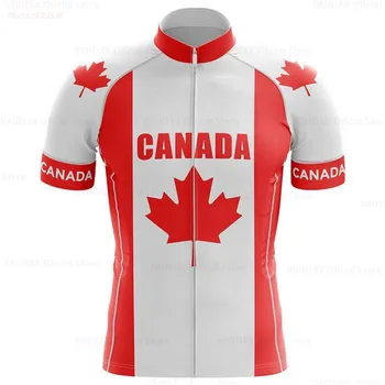 2021 Canada Maneci Scurte Ciclism Jersey Frunze De Arțar Ciclism Jersey Ropa Ciclismo Mens Vara Biciclete Maillot Motocross Jersey