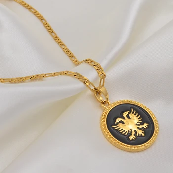 Anniyo Albania Eagle Pandantiv Coliere pentru Barbati Femei de Culoare de Aur & Email de Bijuterii Etnice Cadouri Kosovo #197406