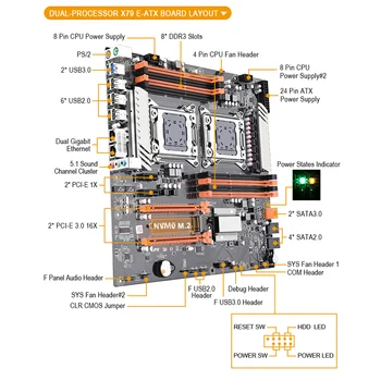 JINGSHA X79 Dual CPU placa de baza set cu 2 x Xeon E5 2690 4 x 8GB=32 GB 1600MHz DDR3 ECC REG memorie