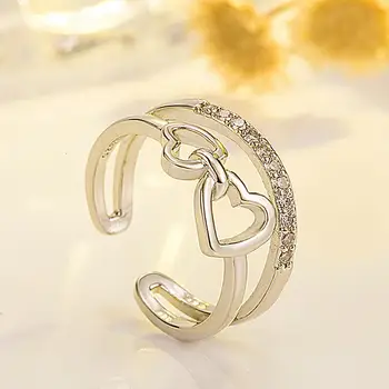 Design de moda inima placat cu diamante, pietre pretioase, inele pentru femei a crescut de aur si aur alb de culoare de argint bijuterii bijoux petrecere accesoriu